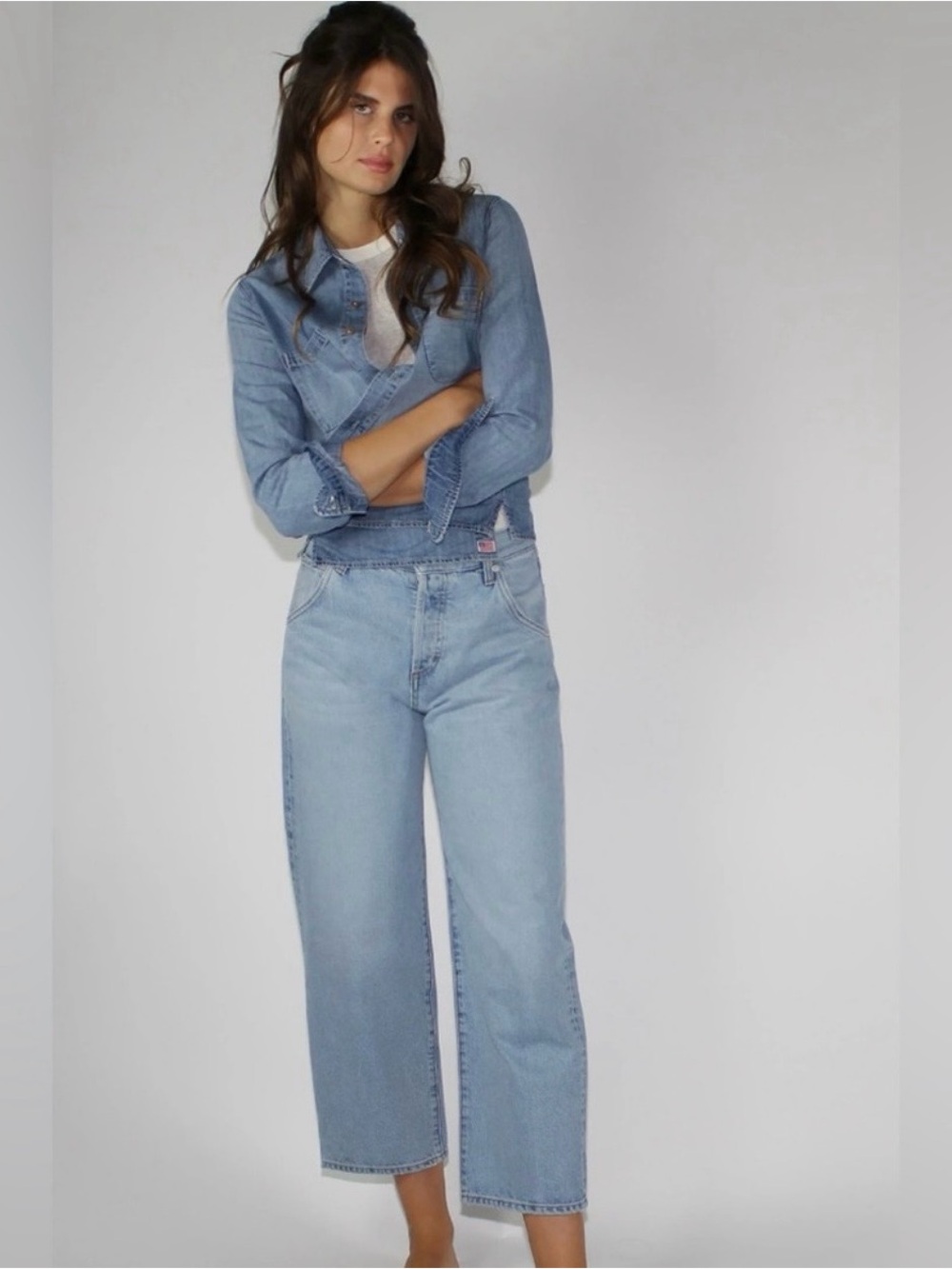 Daily Blue Mantra High-Rise Light Wash Cropped Wide-Leg Jeans